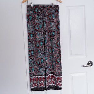 Anne Carson Wide Leg Boho Paisley Pants XS